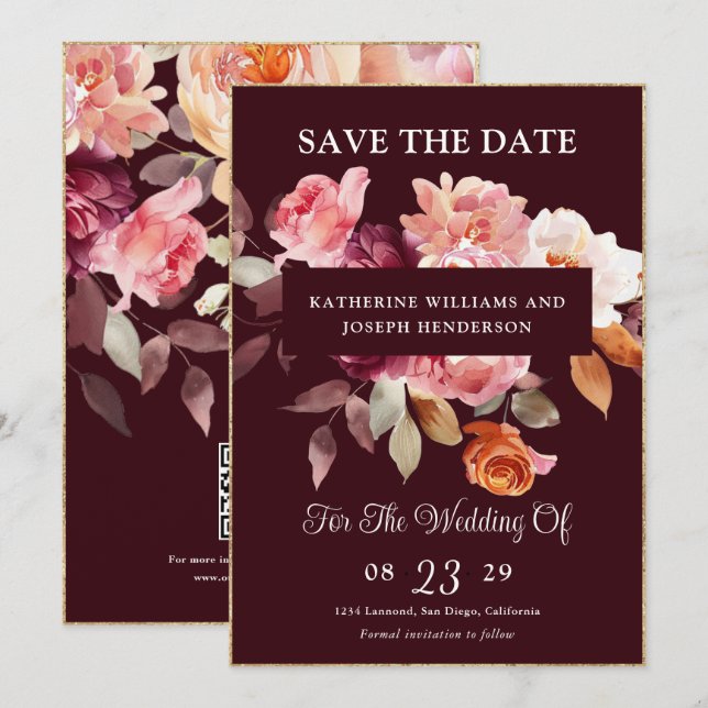 UAwg & QR Code Wedding Save The Date (Vorne/Hinten)