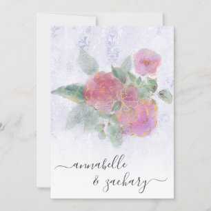 *~* UAWG - QR Damask Rose Gold AR12 Hochzeit Einladung