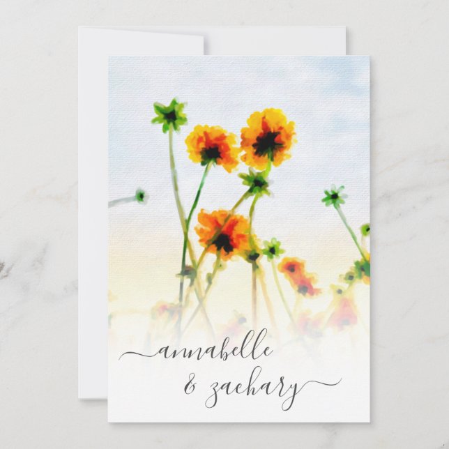 *~* UAWG - QR Red Orange Poppy FLORAL Wedding Invi Einladung (Vorderseite)