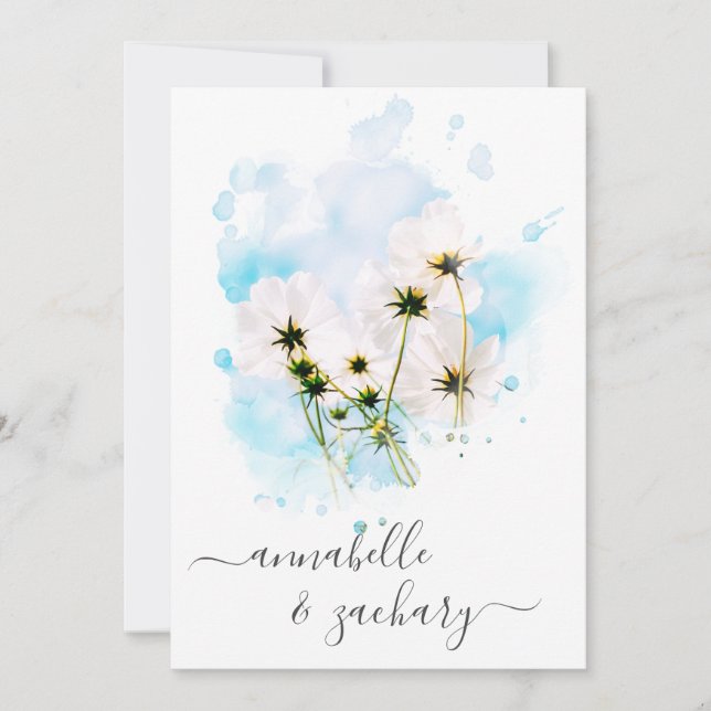 *~* UAWG - QR SKY Rosa Blume FLORAL AR15 Hochzeit Einladung (Vorderseite)