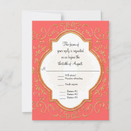 UAWG Quatrefolie Rahmen Swirl Gold Glitzer RSVP Karte