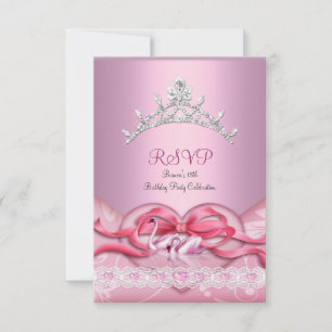 UAWG Quinceanera White Pink Swans Tiara Herz RSVP Karte