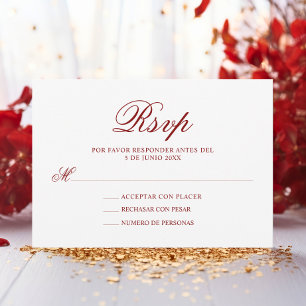 UAWG Red Pink Spanish Quinceañera Quince RSVP Karte