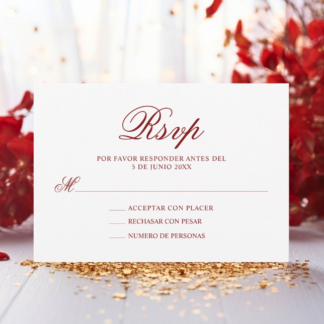 UAWG Red Pink Spanish Quinceañera Quince RSVP Karte (RSVP Red Pink Spanish Quinceañera Quince)