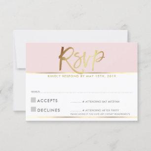 UAWG REPLY CARD Blassrosa Goldskript RSVP Karte