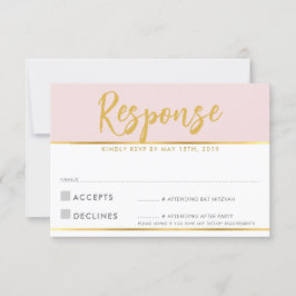 UAWG REPLY CARD Blassrosa Goldskriptpunkte RSVP Karte