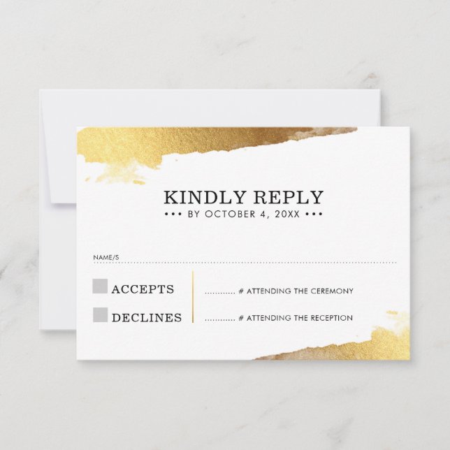 UAWG REPLY CARD Moderne luxuriöse goldvergoldete K RSVP Karte (Vorderseite)