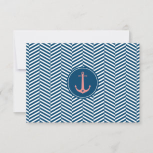 UAWG REPLY CARD Monogramm moderner nautischer Anke RSVP Karte