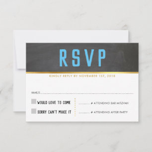 UAWG REPLY CARD Smart Fold Gold Calkboard blau RSVP Karte
