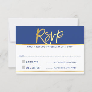 UAWG REPLY Moderne Glam königsblaue Imitate Goldfo RSVP Karte