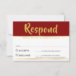 UAWG REPLY moderne rote Bordeaux Gold Response Car RSVP Karte