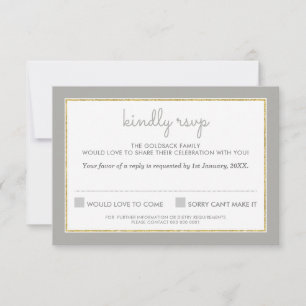 UAWG REPLY REPONSE, einfaches Stripmuster grau RSVP Karte