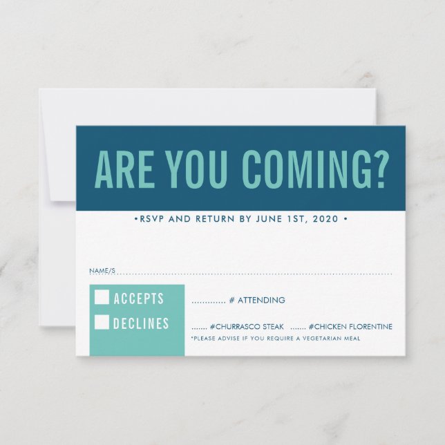 UAWG REPLY REPONSE Fantastischer Block dunkelblaue RSVP Karte (Vorderseite)