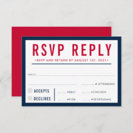 UAWG REPLY REPONSE Moderne fette Junge Marine rot RSVP Karte