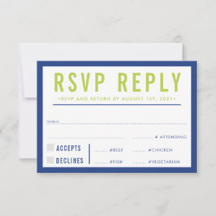uAwg REPLY REPONSE Moderne kaltblauen Limon RSVP Karte