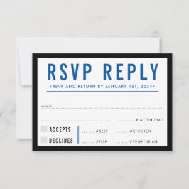 UAWG REPLY REPONSE Moderne Schwarz Königsblau RSVP Karte