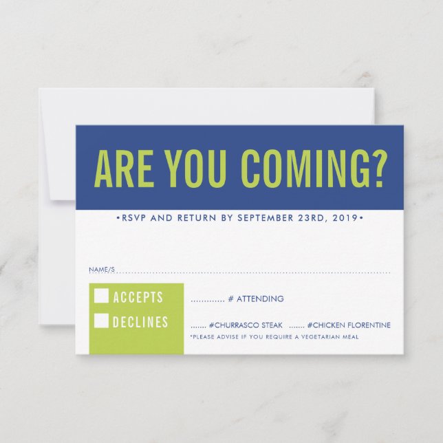 UAWG REPLY REPONSE Spaß kühn Block königsblau Limo RSVP Karte (Vorderseite)