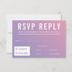 UAWG REPLY REPONY Modernes lila rosa Gradienten RSVP Karte