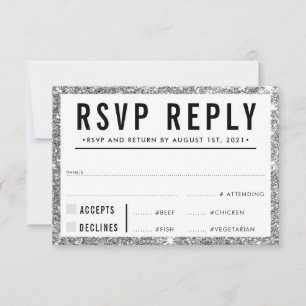 UAWG REPLY REPONY, schlichter, moderner silberner RSVP Karte