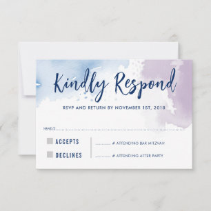 UAWG REPLY RESPONSE Moderne blaue lila Aquarellfar RSVP Karte