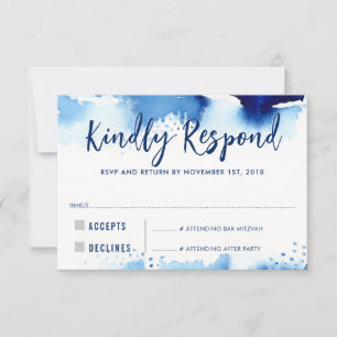 UAWG REPLY RESPONSE Moderne dunkelblaue Aquarellfa RSVP Karte