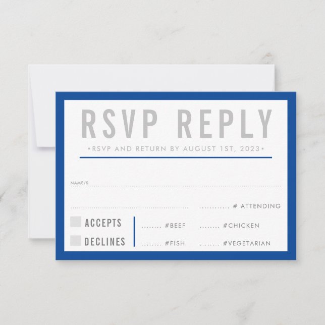 UAWG REPLY RESPONSE Moderner, kalter Junge blau RSVP Karte (Vorderseite)
