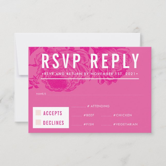 UAWG REPLY RESPONSE Modernes, elegantes Blumenrosa RSVP Karte (Vorderseite)