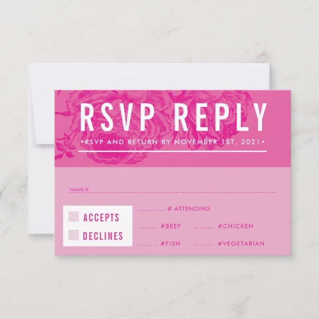 UAWG REPLY RESPONSE Modernes, elegantes Blumenrosa RSVP Karte (Vorderseite)