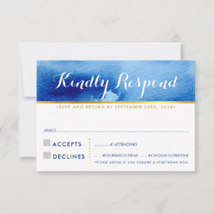 UAWG REPLY RESPONSE Stilvolle blaue Aquarellfarbe RSVP Karte