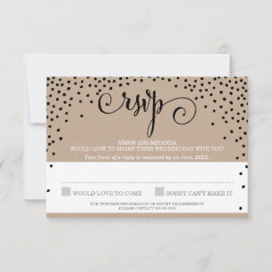 UAWG REPLY stilvolle rustikale schwarze Konfetti RSVP Karte