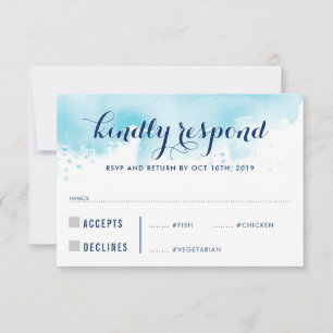 UAWG REPONIE Blau Aquarell Erwachsenenmahlzeiten RSVP Karte
