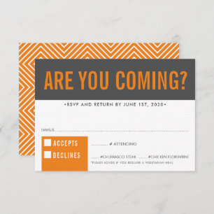 uAwg REPONSE-ANTWORT Fett-Block grau-orange RSVP Karte
