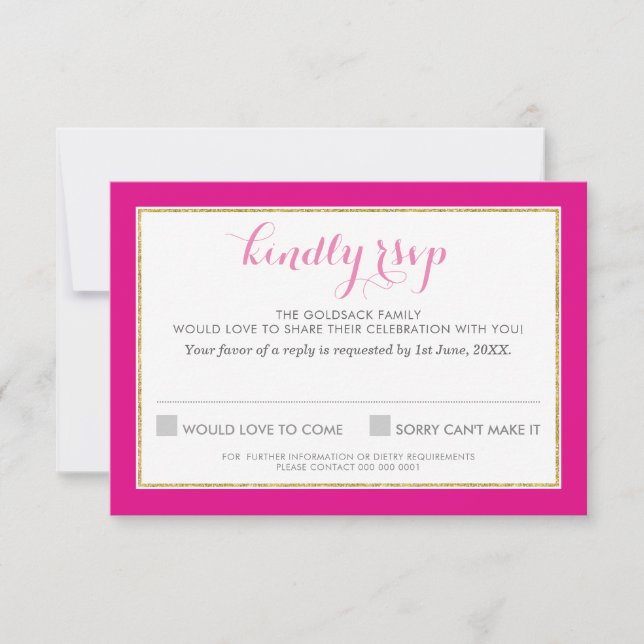 UAWG REPONSE-Chervon-Muster goldfarben RSVP Karte (Vorderseite)