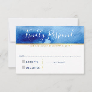 UAWG REPONSE-KARTE Smart Blue Water Color RSVP Karte