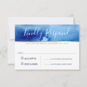 UAWG REPONSE-KARTE Smart Blue Water Color RSVP Karte