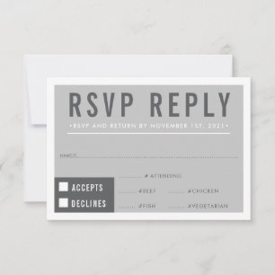 UAWG REPONSE Moderne Blockminimalistisch grau RSVP Karte