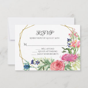UAWG Response Aquarellfarben Blau Pink Ferne RSVP Karte