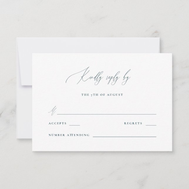 UAwg Response auf blaue und weiße Kalligrafie RSVP Karte (Vorderseite)
