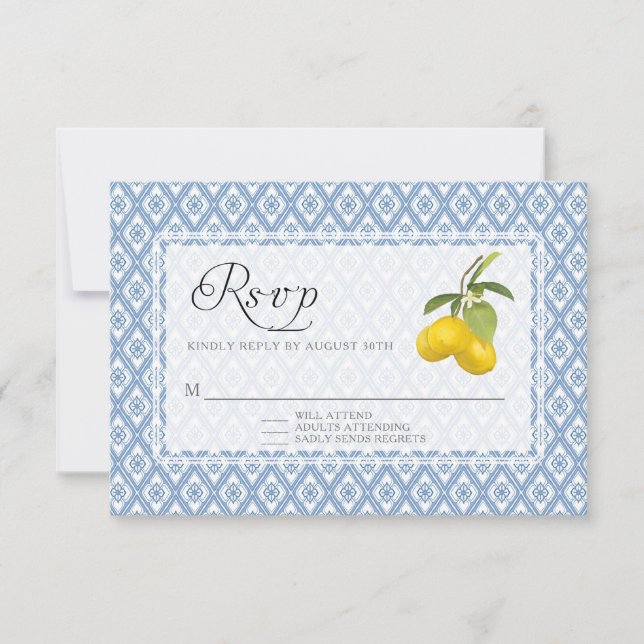 UAWG Response BOHO Rustic Lemon Trellis Blumenstra RSVP Karte (Vorderseite)