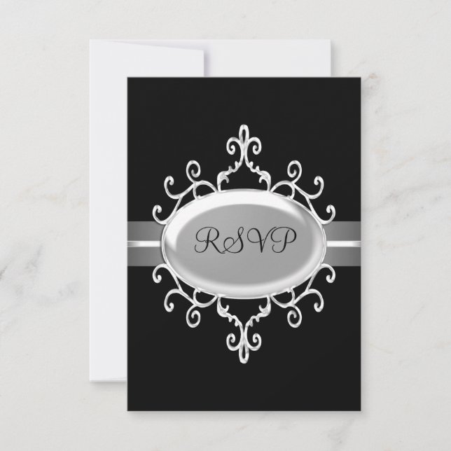 UAWG Response Card Black Silver Jewel RSVP Karte (Vorderseite)