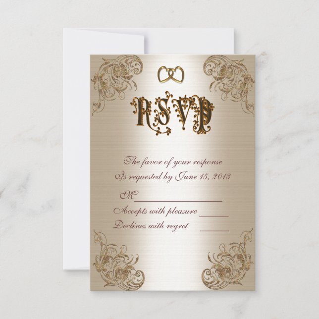 UAWG Response Card Gold Satin-Look RSVP Karte (Vorderseite)