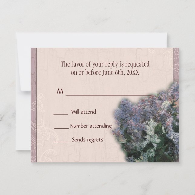 UAWG Response Card - Impressionistische Lilacs RSVP Karte (Vorderseite)