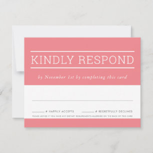 UAWG RESPONSE CARD Moderne Art Koralle rosa RSVP Karte