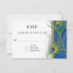 UAWG Response Card Peacock Feathers Indian Wedding RSVP Karte
