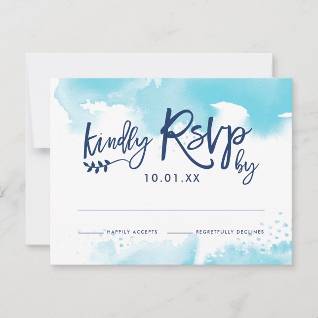 UAWG RESPONSE CARD Stilvolle Aqua Blue Aqua RSVP Karte (Vorderseite)