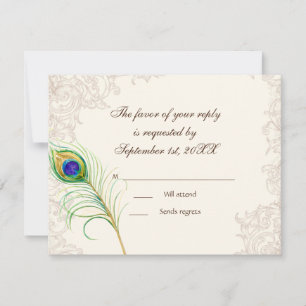 UAWG Response Cards - Vintag Peacock & Etchings RSVP Karte