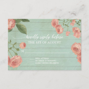 UAWG Response Elegant Holz Vintage Rose Peach RSVP Karte