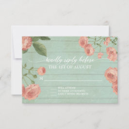 UAWG Response Elegant Holz Vintage Rose Peach RSVP Karte