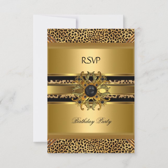 UAWG Response Elegante Leopard Gold Black RSVP Karte (Vorderseite)