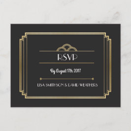 UAWG Response Hochzeit Postkarte Art Deco Gold